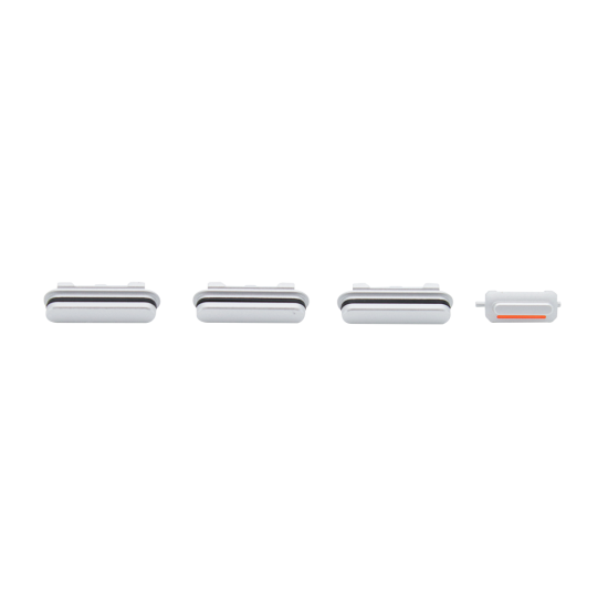 iPhone 12 Pro Rear Case Button Set - White/Silver - Click Image to Close