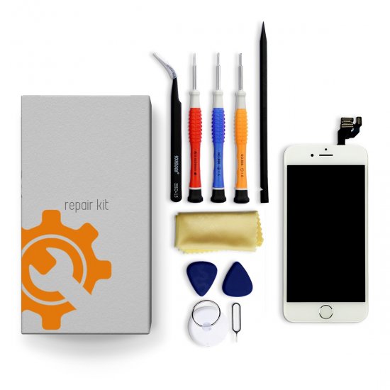 iPhone 12 Screen Replacement Repair Kit + Small Parts + Tools + Video Guide - White - Click Image to Close