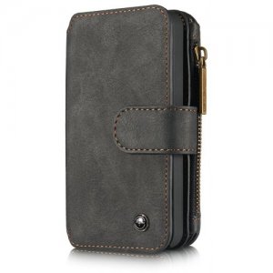 CaseMe for iPhone 5-5S-SE Premium PU Leather 2 in 1 Wallet Case with Kickstand 14 Card Holder and ID Slot - BLACK