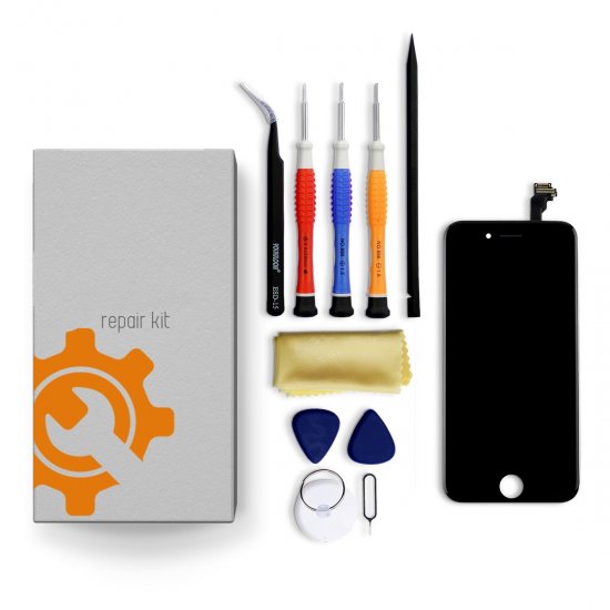 iPhone 12 Screen Replacement Repair Kit + Tools + Repair Guide - Black - Click Image to Close