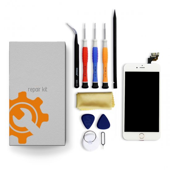 iPhone 12 Pro Max Screen Replacement Repair Kit + Small Parts + Tools + Video Guide - White - Click Image to Close