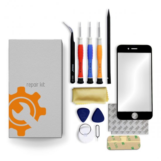 iPhone 12 Pro Glass Lens Screen Repair Kit + Tools + Video Guide - Black - Click Image to Close