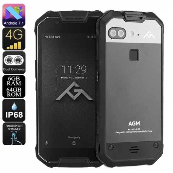 AGM X2 - 5.5 Inch Screen Front Fingerprint Scanner Android Phone DUAL 12 megapixel rear cameras - Click Image to Close