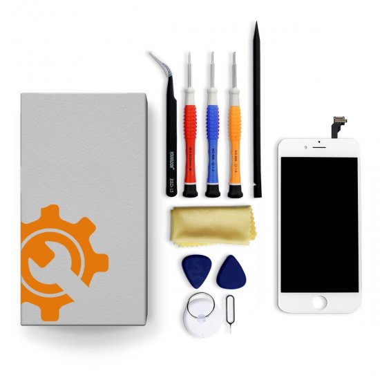 iPhone 12 Screen Replacement Repair Kit + Tools + Repair Guide - White - Click Image to Close