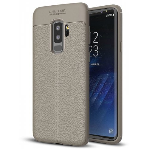 ASLING Litchi Skin Phone Case for Sumung Galaxy S9 Plus - GRAY - Click Image to Close