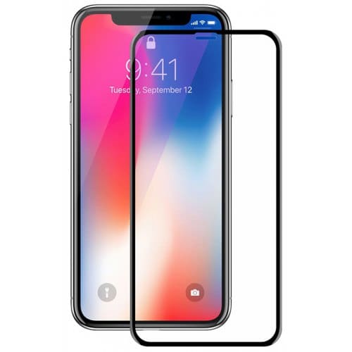 Hat - Prince TPU Soft Edge 6D Tempered Glass Screen Protector 9H Full Coverage for iPhone X - BLACK - Click Image to Close