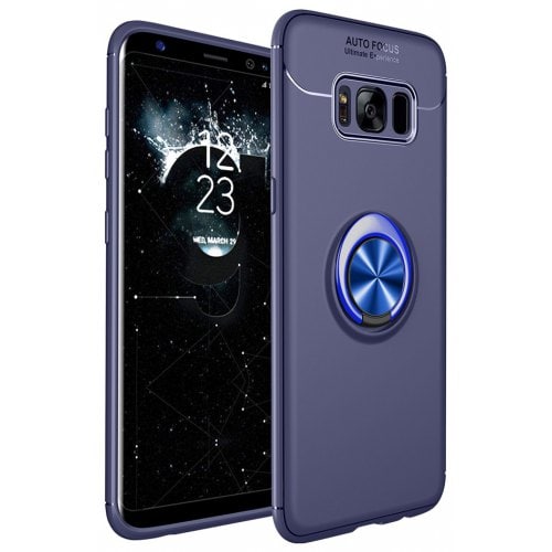 Case for Samsung GALAXY S12 Pro Max Stand Magnetic Bracket Finger Ring Phone Cover - DEEP BLUE - Click Image to Close