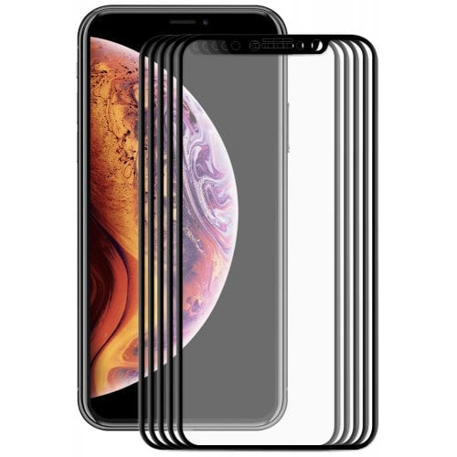 Hat-Prince Wear-resisting Tempered Glass Screen Protector for iPhone XS - iPhone X 5.8 inch 5pcs - BLACK - Click Image to Close