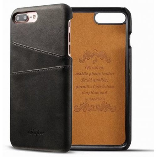 For iPhone 12 Pro Max-12 Pro Max Creative Leather Card Holder Back Phone Case Cover - BLACK - Click Image to Close