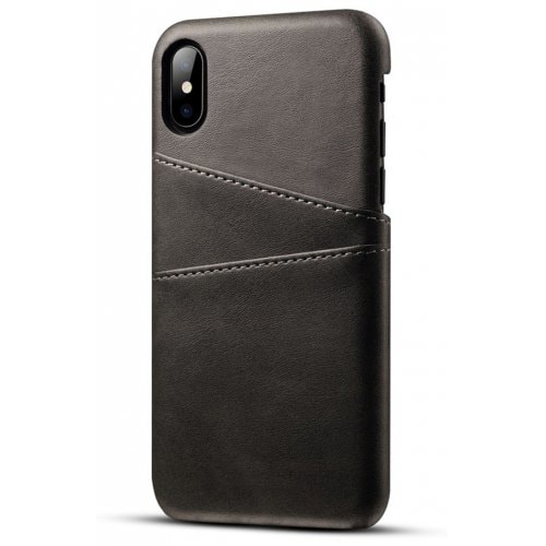 PU Leather Case for IPhone X Cover Protective Card Holder Wallet Mobile - BLACK - Click Image to Close