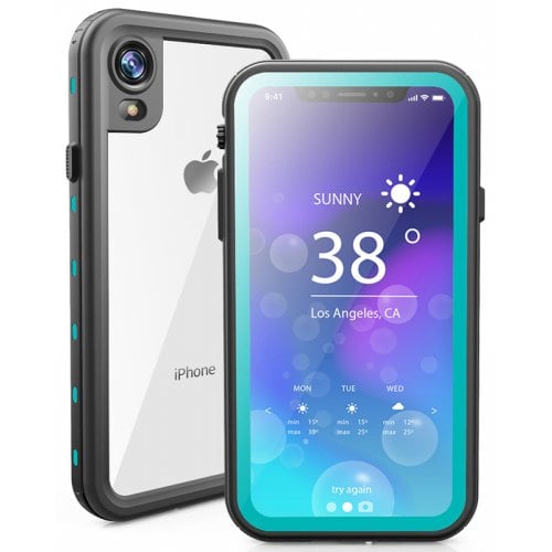 Waterproof Anti-fall Dust-proof Snowproof Mobile Phone Case Transparent Back Cover For iPhone XR - DEEP SKY BLUE - Click Image to Close