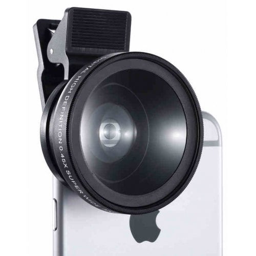 Mobile Phone SLR Len 0.45 Wide-angle Macro External Camera - BLACK - Click Image to Close