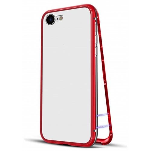 Ultra Slim Magnetic Adsorption Metal Case for iPhone 12 - 8 phone case - RED - Click Image to Close