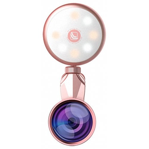 Selfie Ring Light with 4K Wide Angle + 185 Degree Fish Eye Lens - ROSE - Click Image to Close
