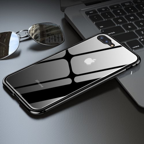 For iPhone12 Pro Max First Love Series Metal Glass Mobile Phone Shell - BLACK - Click Image to Close