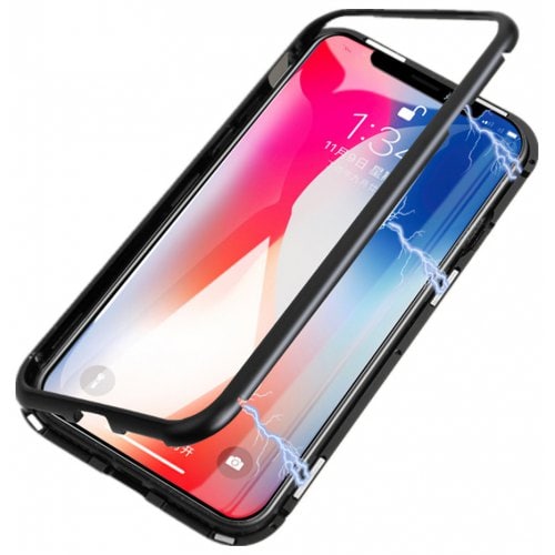 Luxury Magneto Magnetic Adsorption Case for iPhone X - BLACK - Click Image to Close
