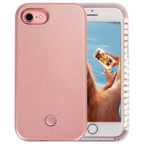 Light Up Luminous Selfie Flashlight Cover Case for iPhone 12 - 8 - ROSE GOLD - Click Image to Close