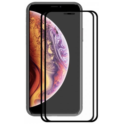 Hat - Prince 2.5D 0.2mm 9H Tempered Glass Full Screen Protector for iPhone XR 2pcs - BLACK - Click Image to Close