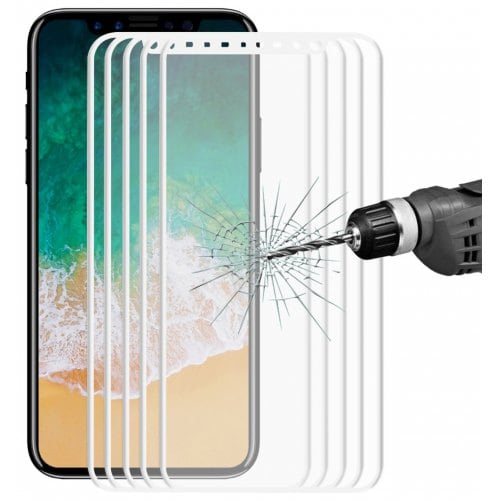 Hat - Prince 3D Hook Face Tempered Glass for iPhone X 5pcs - WHITE - Click Image to Close
