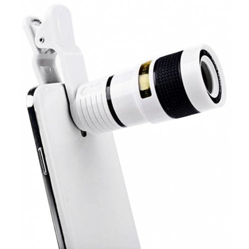 Universal 8X Optical Zoom Telescope Camera Lens Clip Mobile Phone Telescope for Xiaomi - Huawei - Samsung - iPhone - WHITE - Click Image to Close
