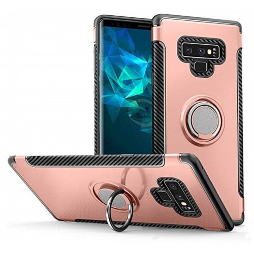 Hybrid Car Magnetic Holder Shockproof TPU PC Cover Case for Samsung Note 9 - ROSE - Click Image to Close