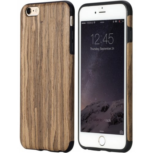 Wood Grain TPU Phone Back Case - BROWN - Click Image to Close
