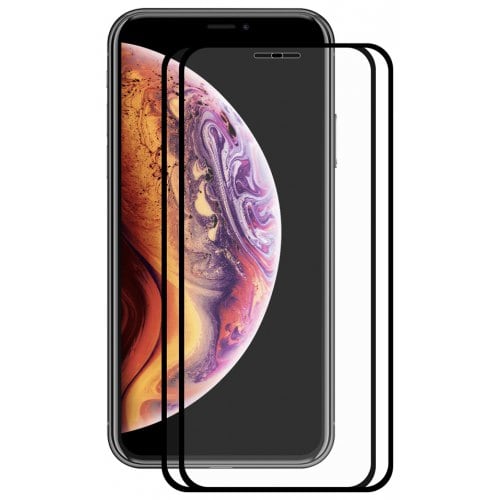 Hat - Prince 2.5D 0.2mm 9H Tempered Glass Full Screen Protector for iPhone XS Max 2pcs - BLACK - Click Image to Close