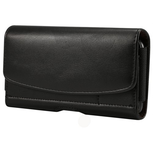 New Mens Waist Belt Clip Bag 6 Inch Classical Phone Pouch Case Card Holder Cover - BLACK - Click Image to Close
