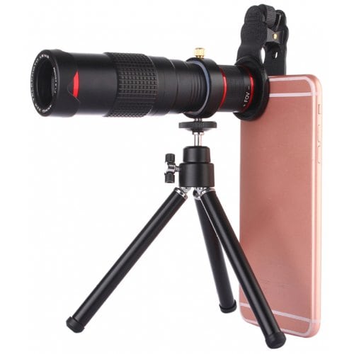 22x Universal Dual Adjustment Mobile Phone Telephoto Lens Multi-layer Coating Tripod - BLACK - Click Image to Close