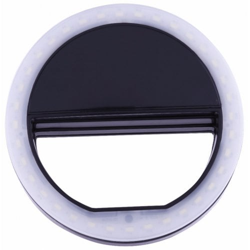 Black Portable Selfie Ring Light For Mobile Phone Led Flash Fill Lamp - BLACK - Click Image to Close