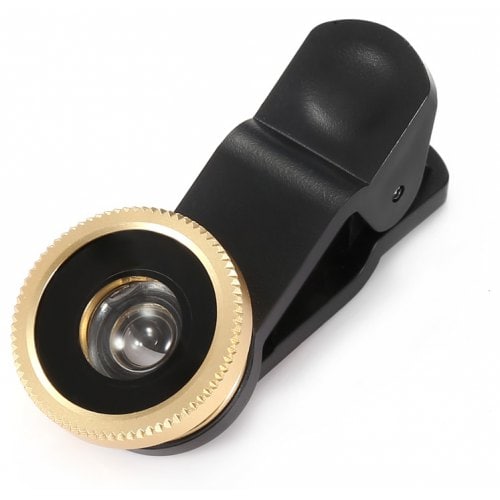 3-in-1 Fisheye Wide Angle Macro Phone Camera Lens - GOLDEN - Click Image to Close