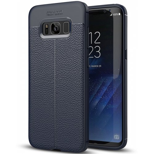 ASLING Litchi Grain TPU + PU Leather Back Cover Case for Samsung Galaxy S8 - CADETBLUE - Click Image to Close