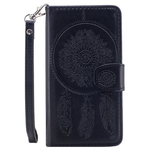 3D Embossed Wind Bell PU Leather Flip Folio Cover for Samsung Galaxy S5 - BLACK - Click Image to Close