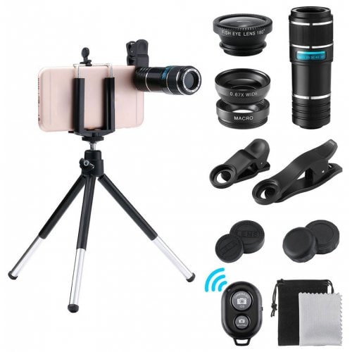 12X Phone Telescope 10 in 1 The Lens Suit - BLACK - Click Image to Close
