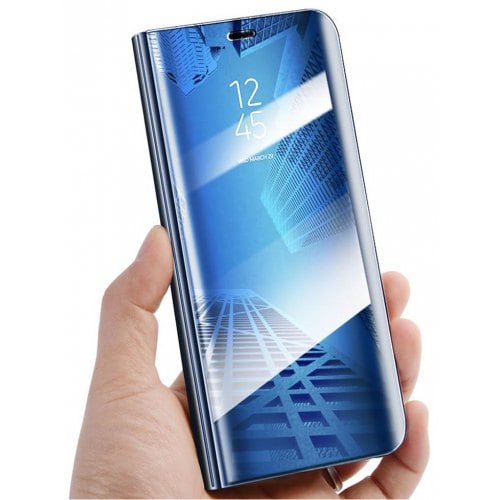 For Samsung Galaxy s9 Plus Plating Mirror Flip Phone Case View Smart Cover - DODGER BLUE - Click Image to Close