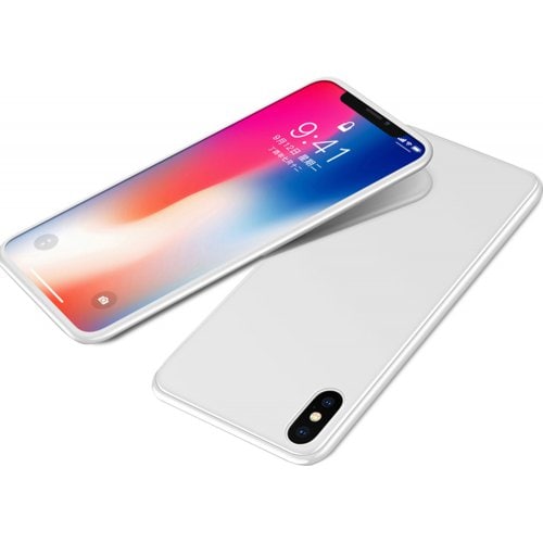 For IPhone X Case Magnetic Metal Frame Tempered Glass Back Magnet Flip Cover - WHITE - Click Image to Close