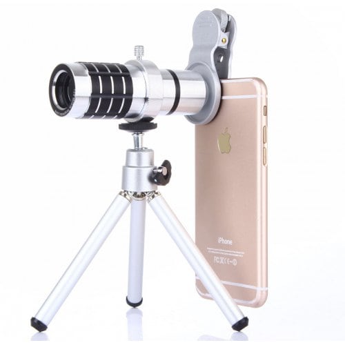 12 X Silver General Mobile Phones Camera External Telephoto Lens Telescope - SILVER - Click Image to Close