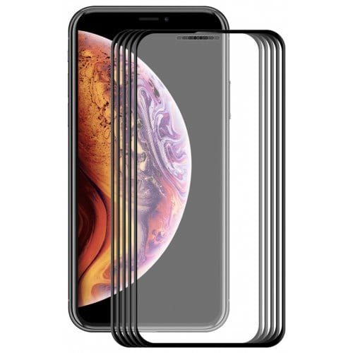 Hat-prince Curved Carbon Fiber Full Screen Tempered Glass Film for iPhone XR 0.2mm 5pcs - BLACK - Click Image to Close