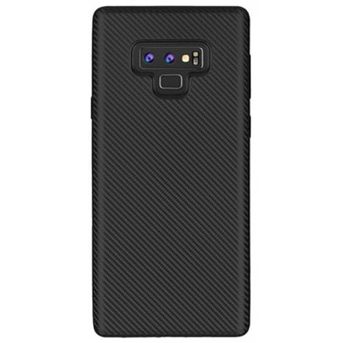 Case for Samsung Galaxy Note 9 No Fingerprints Back Cover Fiber Pattern Soft TPU - BLACK - Click Image to Close