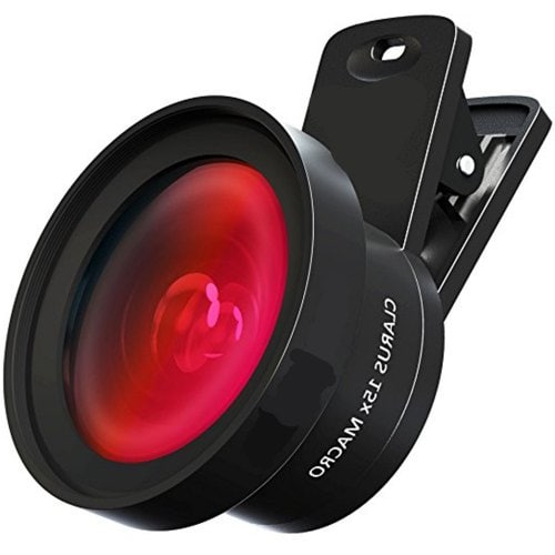 Camera Lens Pro Macro Lens Wide Angle Lens Kit with LED Light Clip-On Cell Phone Camera Lenses for iPhone Android - BLACK - Click Image to Close