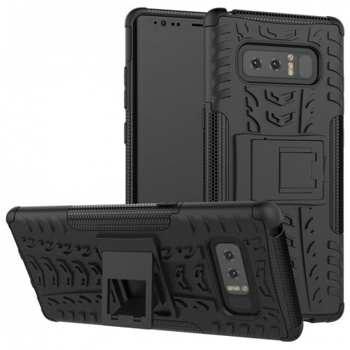 Case for Samsung Note 8 Shockproof Back Cover Armor Hard Silicone - BLACK - Click Image to Close