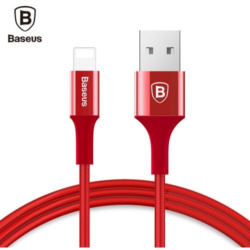 Baseus Shining 8 Pin Cable with Jet Metal Charging Data Cord - RED - Click Image to Close