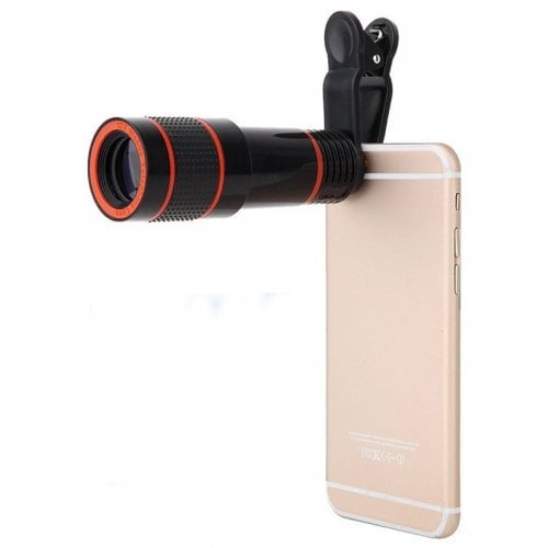 Durable Practical 12 x Zoom Telephoto Lens - BLACK - Click Image to Close