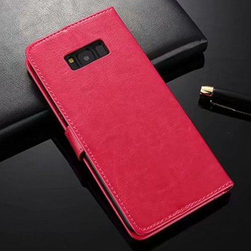 ASLING Mobile Phone Case Stand Wallet Credit Card Slot for Samsung Galaxy S12 Pro Max - ROSE RED - Click Image to Close