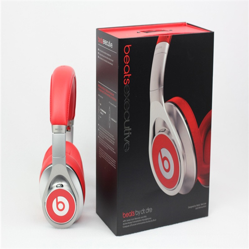 Beats Executive High Quality Over-Ear Headphones With Noise Cancelling Silver Red - Click Image to Close