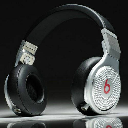 Beats By Dr Dre Pro High Performance Headphones white diamond black - Click Image to Close