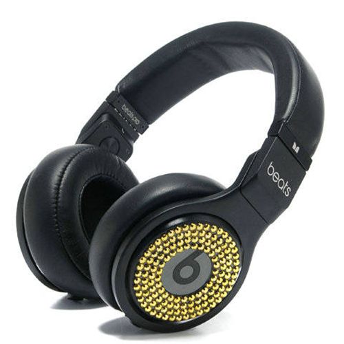 Beats By Dr Dre PRO DETOX Limited Edition Gold Diamond Headphones - Click Image to Close
