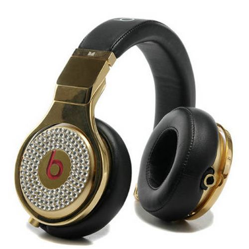 Beats By Dr Dre Pro High Performance Diamond Headphones Black/Gold - Click Image to Close