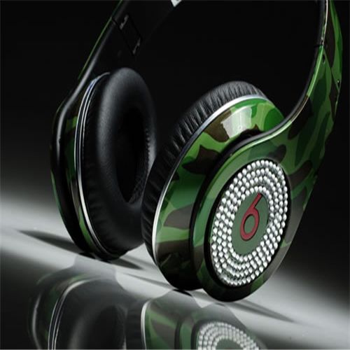 Beats By Dre Diamond Studio High Performance Camouflage Green Limited Edition with Diamond - Click Image to Close