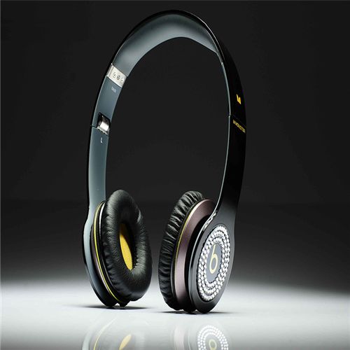 Beats By Dr Dre Solo HD High Performance White Diamond Headphone Black/Yellow - Click Image to Close